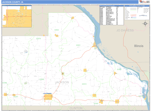 Jackson County, Iowa Zip Code Wall Map Market Maps (IDI)