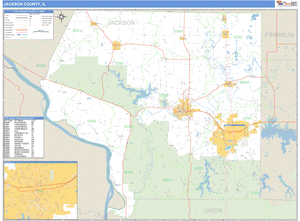 Jackson County, Illinois Zip Code Wall Map