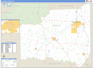Jackson County, Indiana Zip Code Wall Map