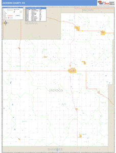 Jackson County, Kansas Zip Code Wall Map