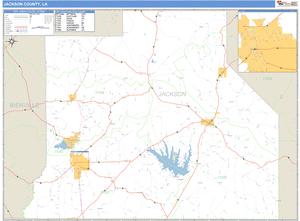 Jackson County, Louisiana Zip Code Wall Map