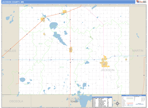 Jackson County, Minnesota Zip Code Wall Map Market Maps (IDI)