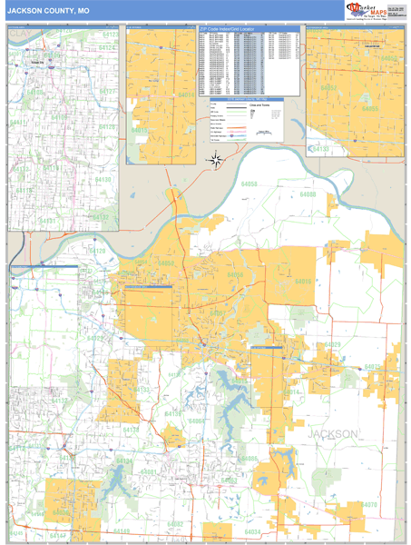 Jackson County, Missouri Zip Code Wall Map Market Maps (IDI)