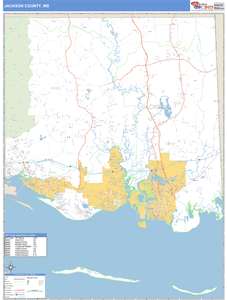 Jackson County, Mississippi Zip Code Wall Map