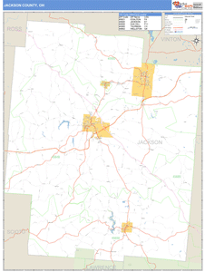 Jackson County, Ohio Zip Code Wall Map