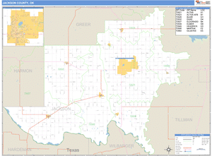 Jackson County, Oklahoma Zip Code Wall Map