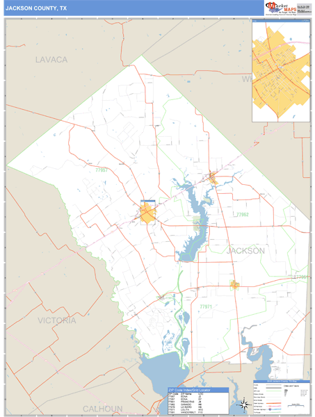 Jackson County, Texas Zip Code Wall Map Market Maps (IDI)