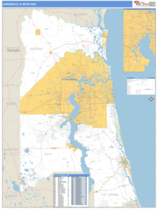 Jacksonville, Florida Metro Area Wall Map