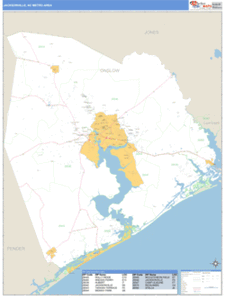 Jacksonville, North Carolina Metro Area Wall Map
