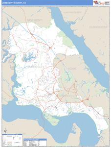 James City County, Virginia Zip Code Wall Map