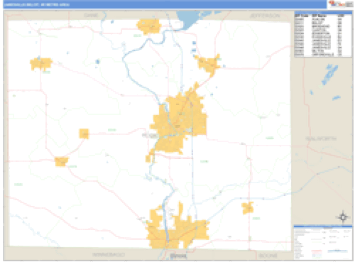 Janesville-Beloit, Wisconsin Metro Area Wall Map Market Maps (IDI)