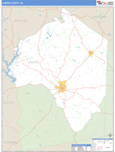 Jasper County, Georgia Zip Code Wall Map
