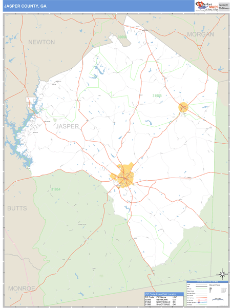 Jasper County, Georgia Zip Code Wall Map Market Maps (IDI)