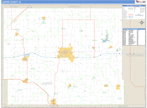Jasper County, Iowa Zip Code Wall Map