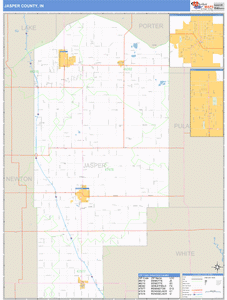 Jasper County, Indiana Zip Code Wall Map