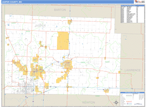 Jasper County, Missouri Zip Code Wall Map