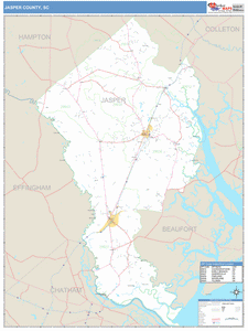 Jasper County, South Carolina Zip Code Wall Map