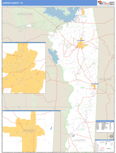 Jasper County, Texas Zip Code Wall Map