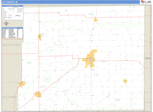 Jay County, Indiana Zip Code Wall Map