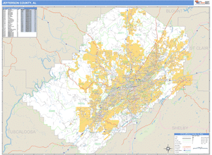Jefferson County, Alabama Zip Code Wall Map
