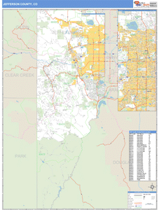 Jefferson County, Colorado Zip Code Wall Map