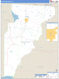 Jefferson County, Florida Zip Code Wall Map