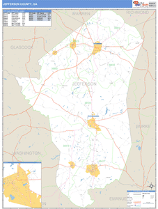 Jefferson County, Georgia Zip Code Wall Map