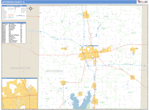 Jefferson County, Illinois Zip Code Wall Map