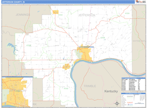 Jefferson County, Indiana Zip Code Wall Map