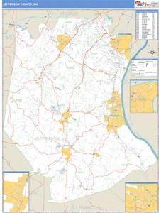 Jefferson County, Missouri Zip Code Wall Map