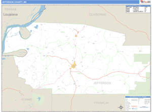 Jefferson County, Mississippi Zip Code Wall Map