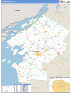 Jefferson County, New York Zip Code Wall Map