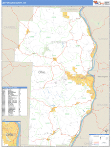 Jefferson County, Ohio Zip Code Wall Map