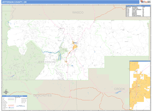 Jefferson County, Oregon Zip Code Wall Map