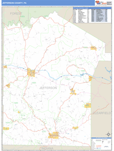 Jefferson County, Pennsylvania Zip Code Wall Map
