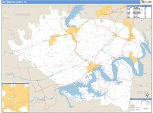 Jefferson County, Tennessee Zip Code Wall Map