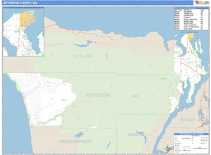 Jefferson County, Washington Zip Code Wall Map