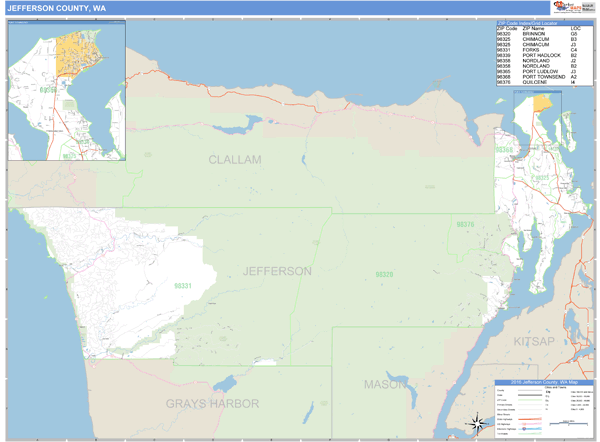 Jefferson County, Washington Zip Code Wall Map Market Maps (IDI)