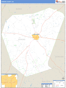 Jenkins County, Georgia Zip Code Wall Map