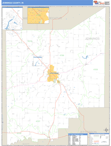 Jennings County, Indiana Zip Code Wall Map