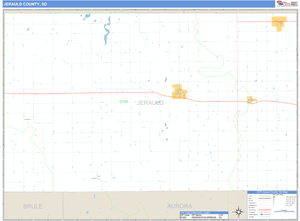 Jerauld County, South Dakota Zip Code Wall Map