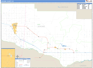 Jerome County, Idaho Zip Code Wall Map