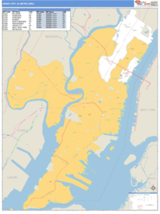 Jersey City, New Jersey Metro Area Wall Map