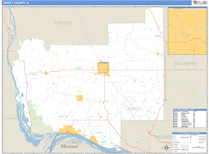 Jersey County, Illinois Zip Code Wall Map