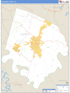 Jessamine County, Kentucky Zip Code Wall Map