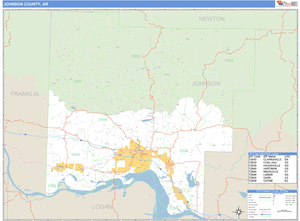 Johnson County, Arkansas Zip Code Wall Map