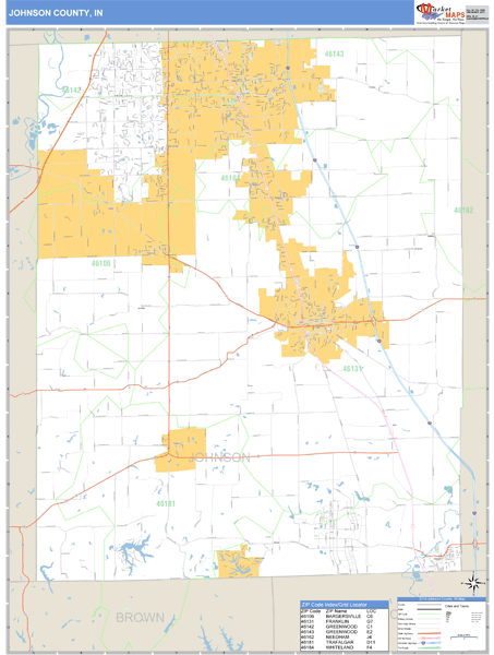 Johnson County, Indiana Zip Code Wall Map Market Maps (IDI)