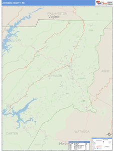Johnson County, Tennessee Zip Code Wall Map