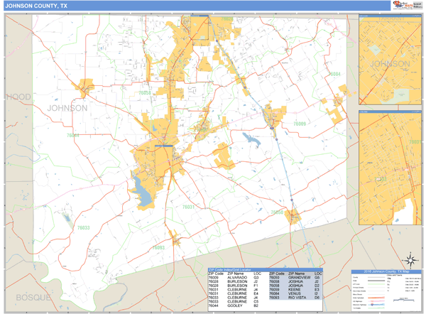 Johnson County, Texas Zip Code Wall Map Market Maps (IDI)
