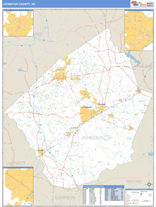 Johnston County, North Carolina Zip Code Wall Map